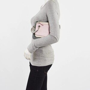 Fendi Pink/White/Grey Leather Triplette Clutch Bag